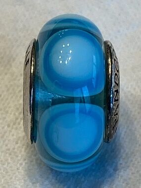 Pandora RETIRED Sterling Silver Murano Glass Bead Light Blue Stepping Stones